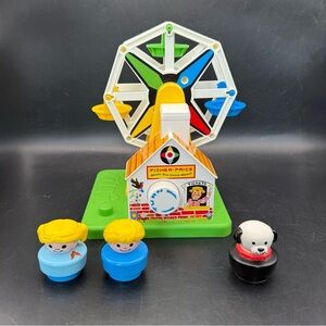 2015 Fisher Price MUSIC BOX FERRIS WHEEL w/3 Chunky Little People Figures WORKS!